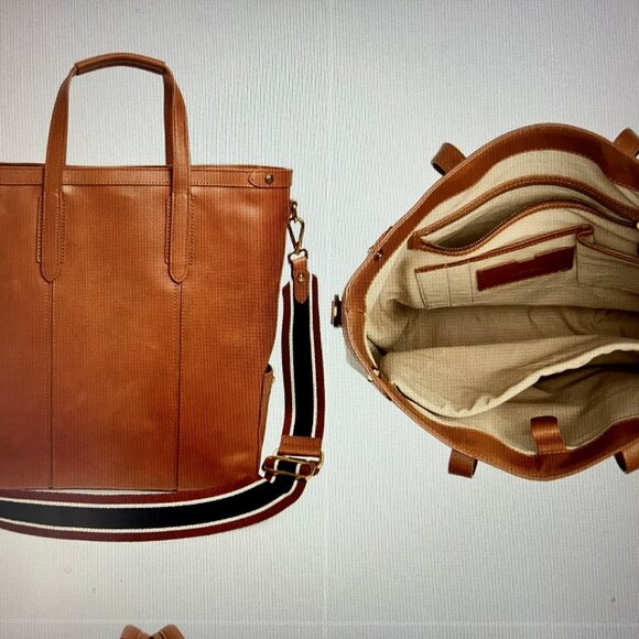 J Crew Oar Stripe Leather Tote - LIKE NEW !!! - Picture 4 of 5